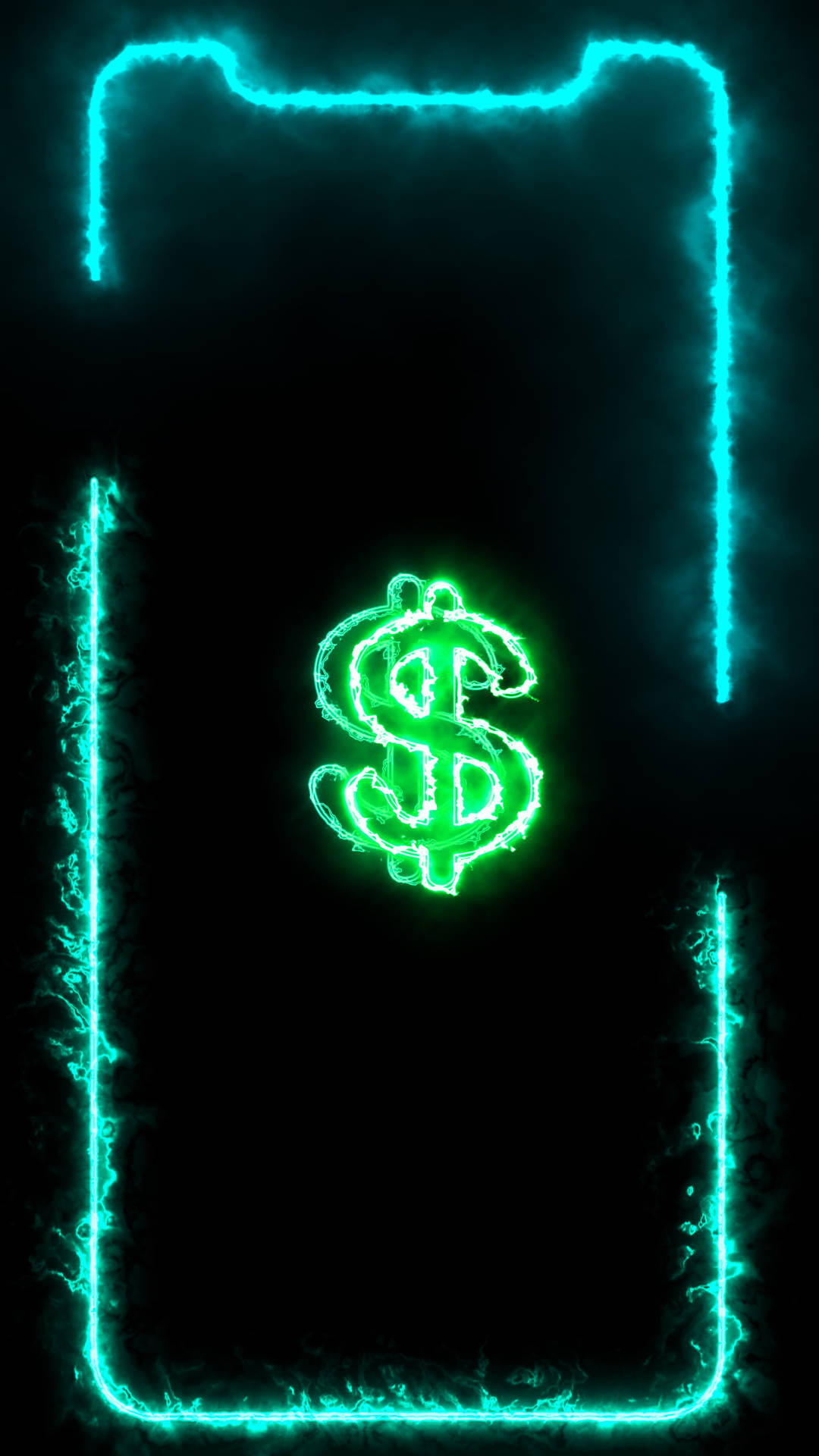 A Green Dollar Sign In A Black Frame Background