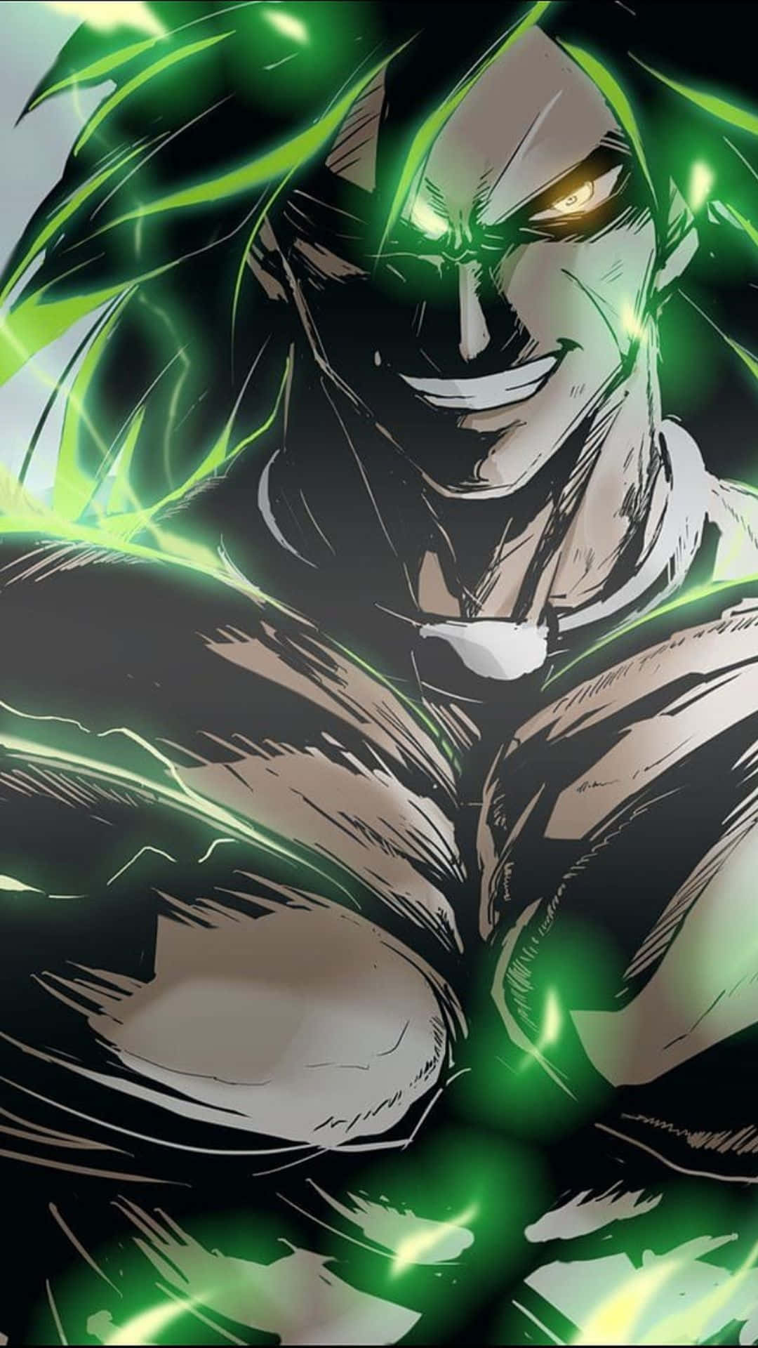 A Green Dragon Ball Character With Glowing Eyes Background