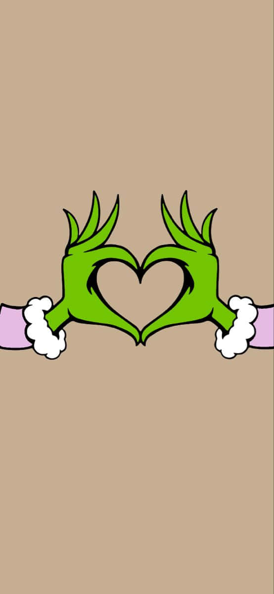 A Green Hand With A Heart Shape Background