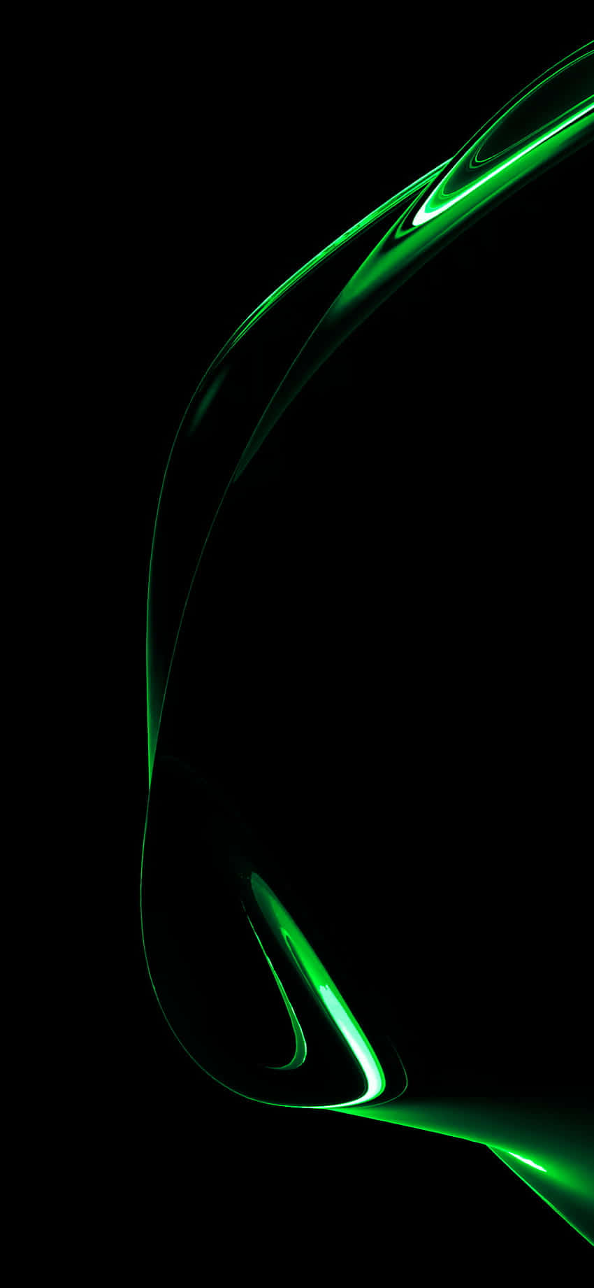 A Green Light Is Shining On A Black Background Background