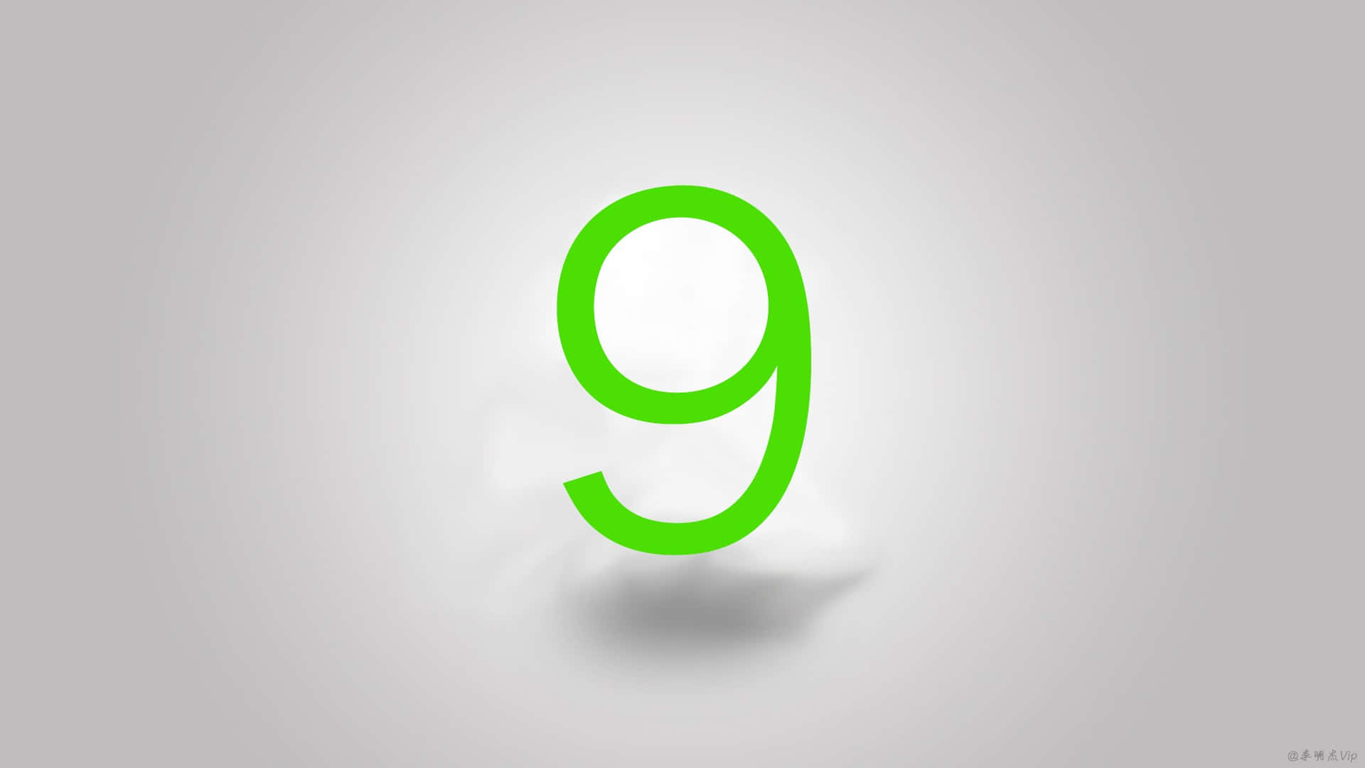 A Green Number 9 On A Gray Background Background