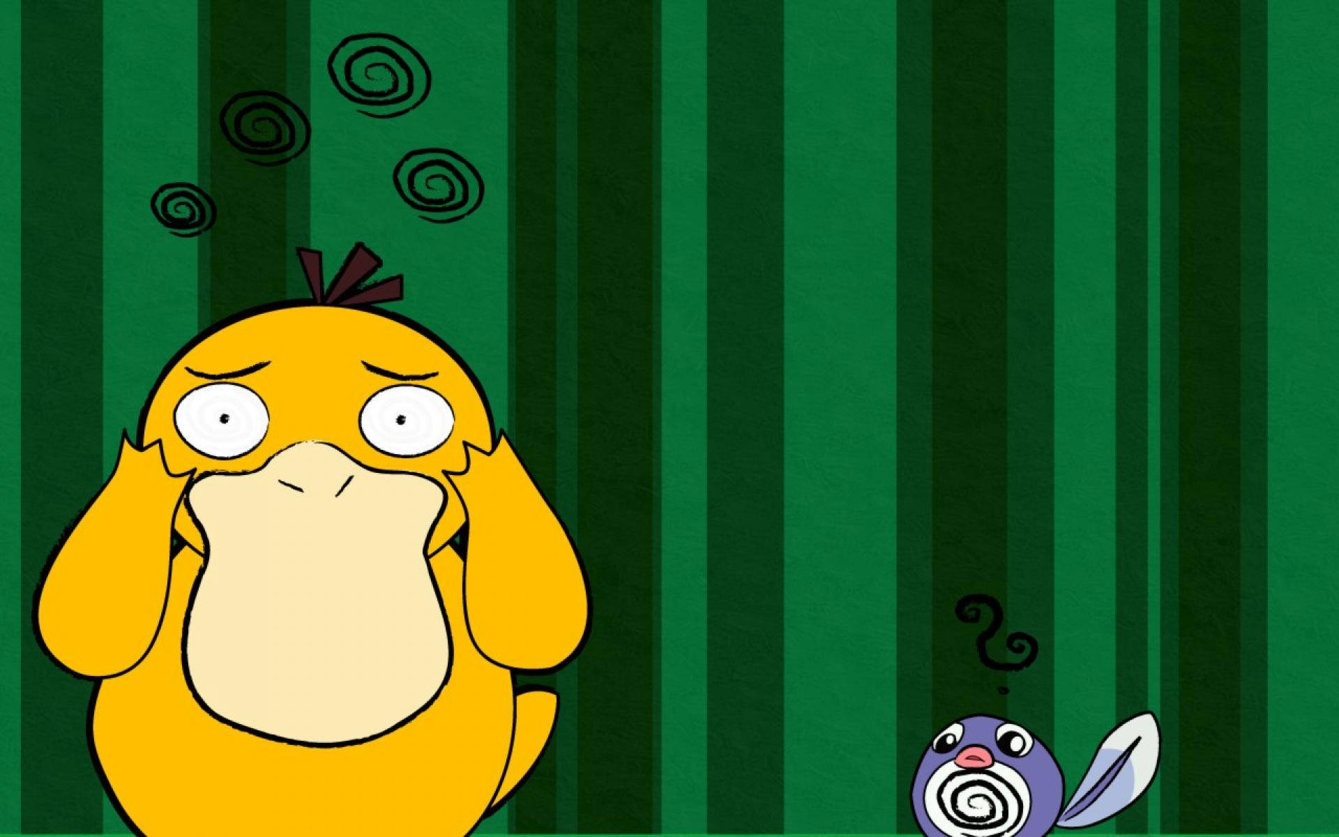 A Green Striped Psyduck Background