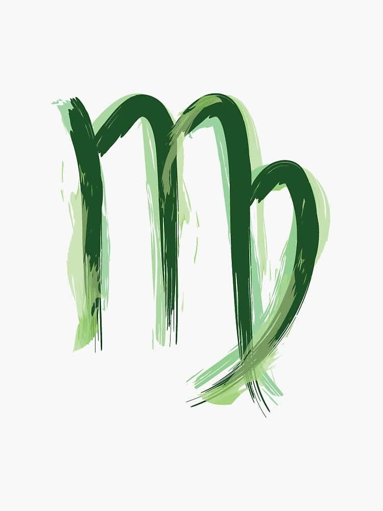 A Green Zodiac Sign With A Brush Stroke