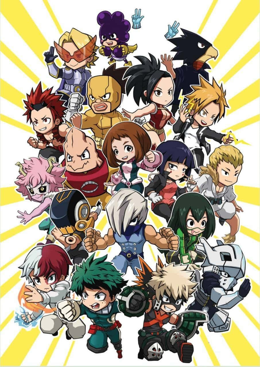 A Group Of Anime Characters In A Group Background