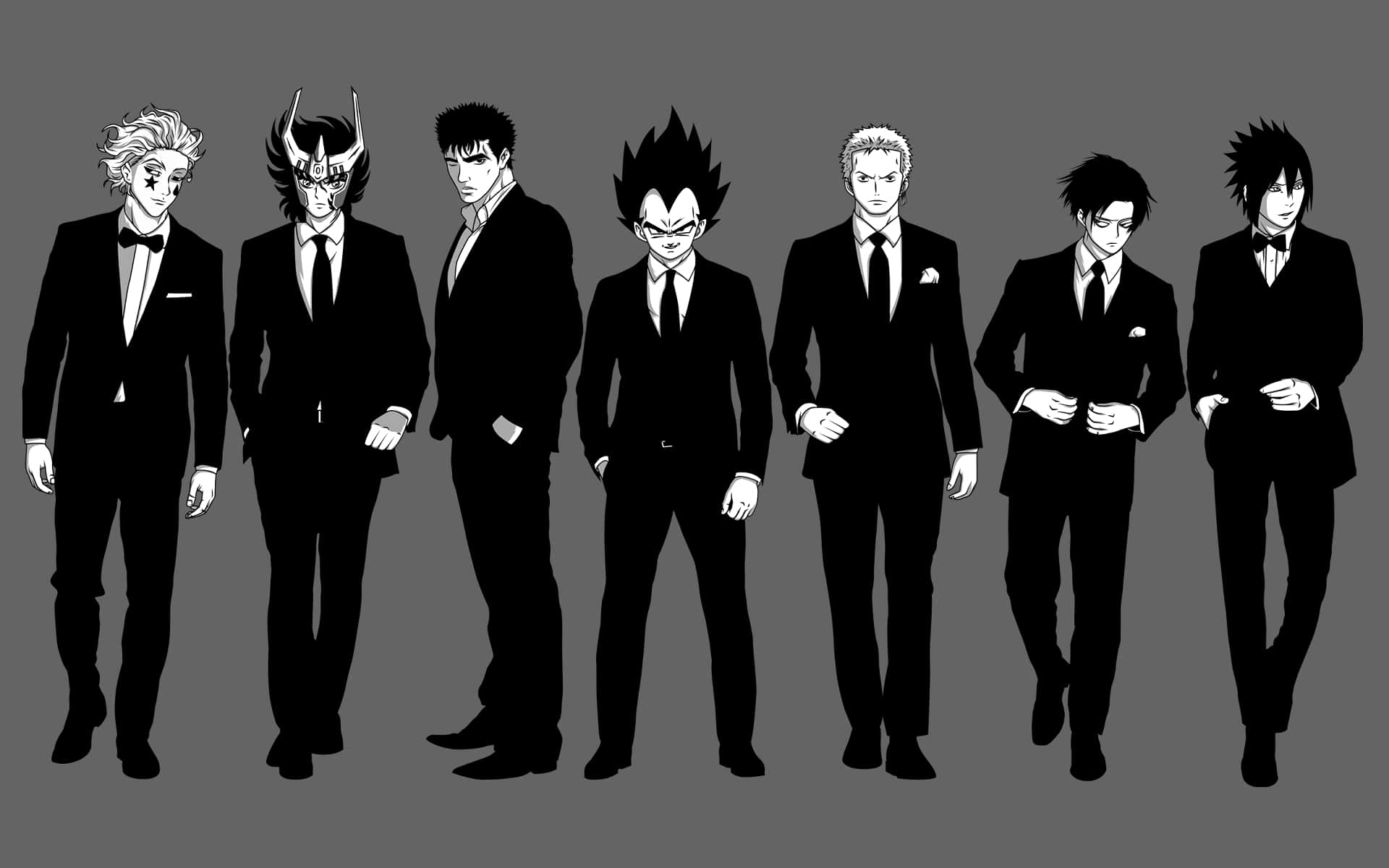 A Group Of Anime Characters In Suits And Ties