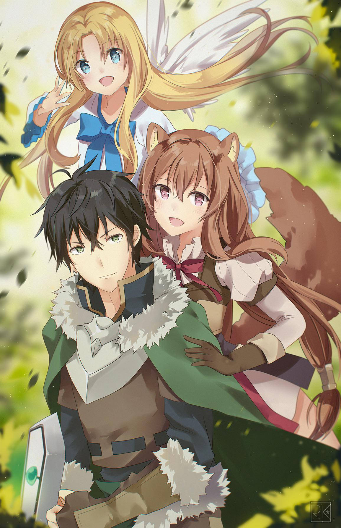 A Group Of Anime Characters With A Wolf And A Fairy