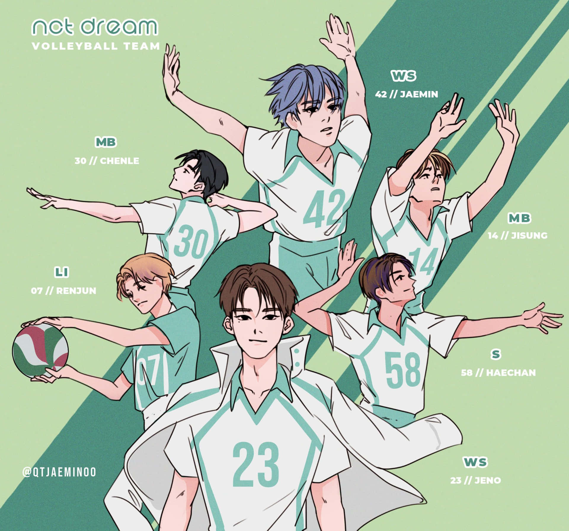 A Group Of Boys In A Green Uniform Background