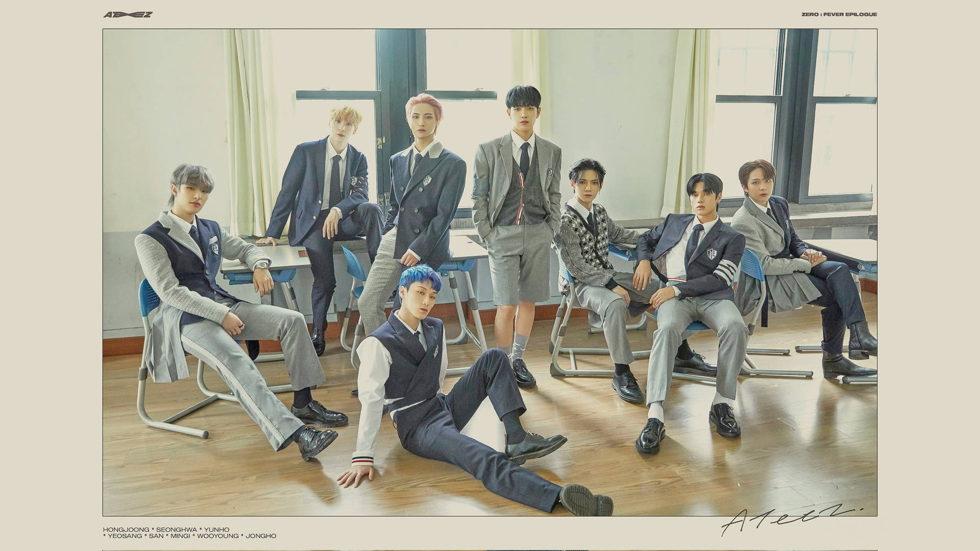 A Group Of Boys In Uniform Sitting On Chairs Background