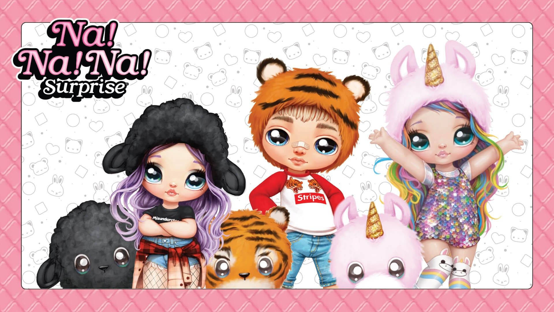 A Group Of Cartoon Characters With A Tiger And A Teddy Bear Background