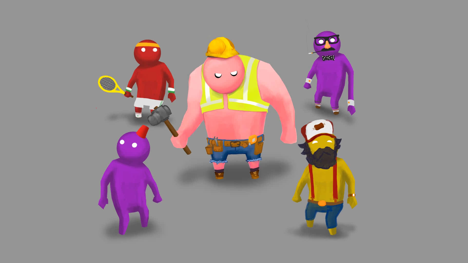 A Group Of Cartoon Characters With Tools And Tools Background