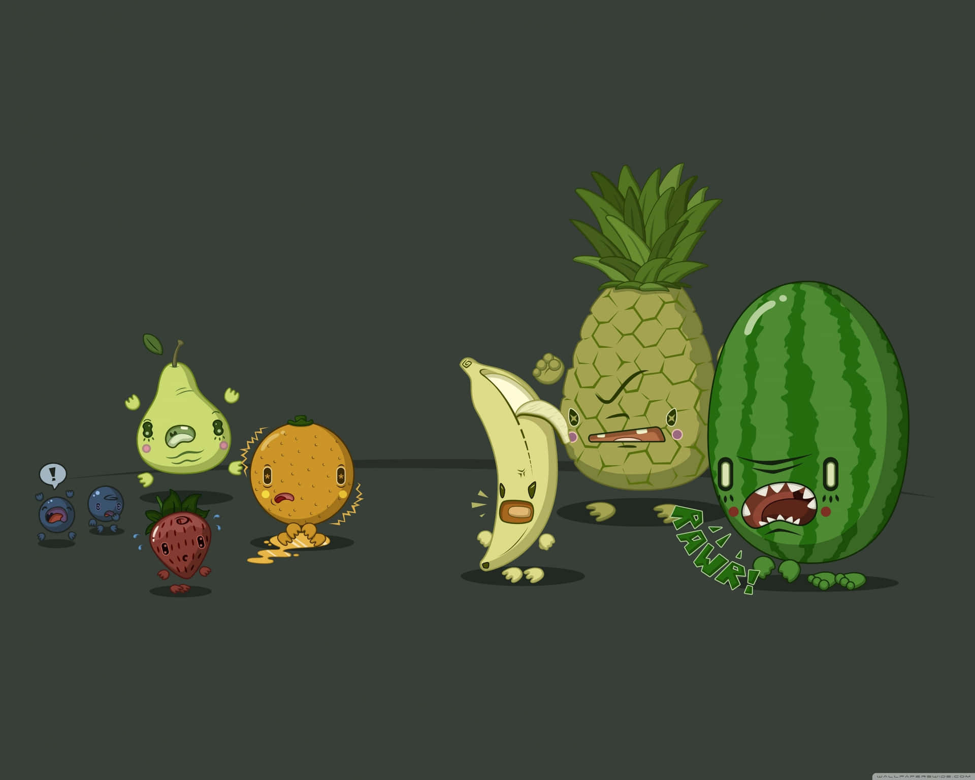 A Group Of Cartoon Fruit And Vegetables Background