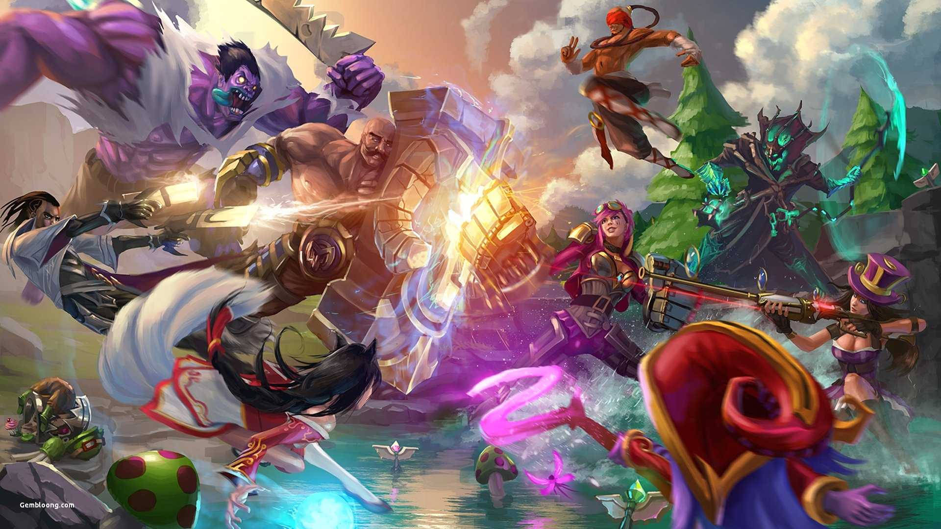 A Group Of Characters In A Battle Background