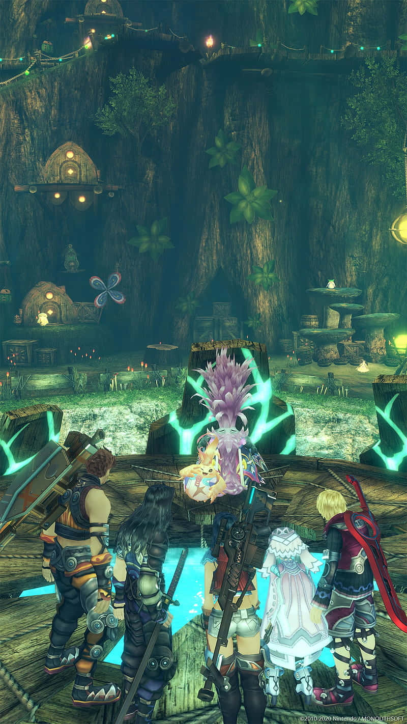 A Group Of Characters Standing In A Forest