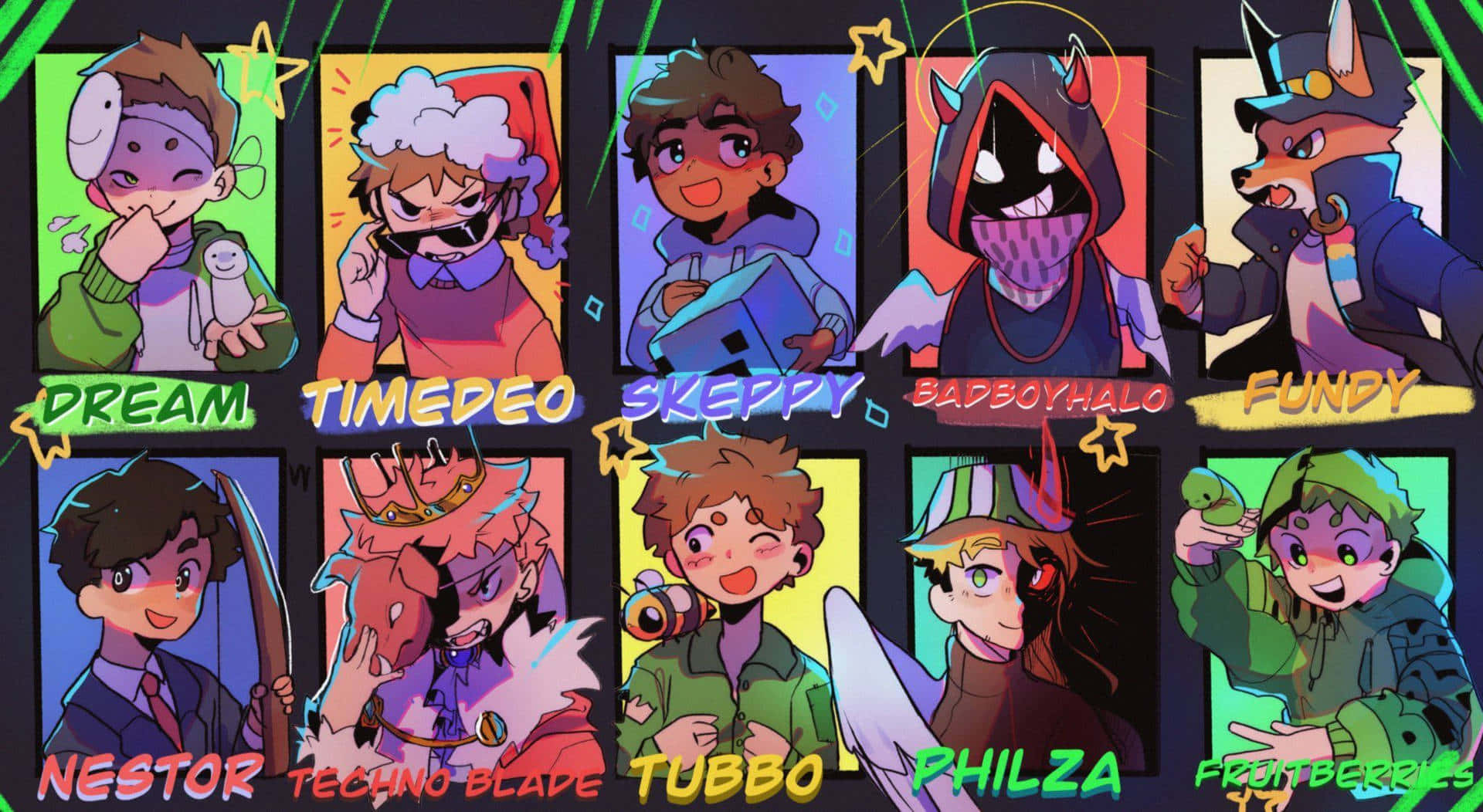 A Group Of Characters With Different Faces Background