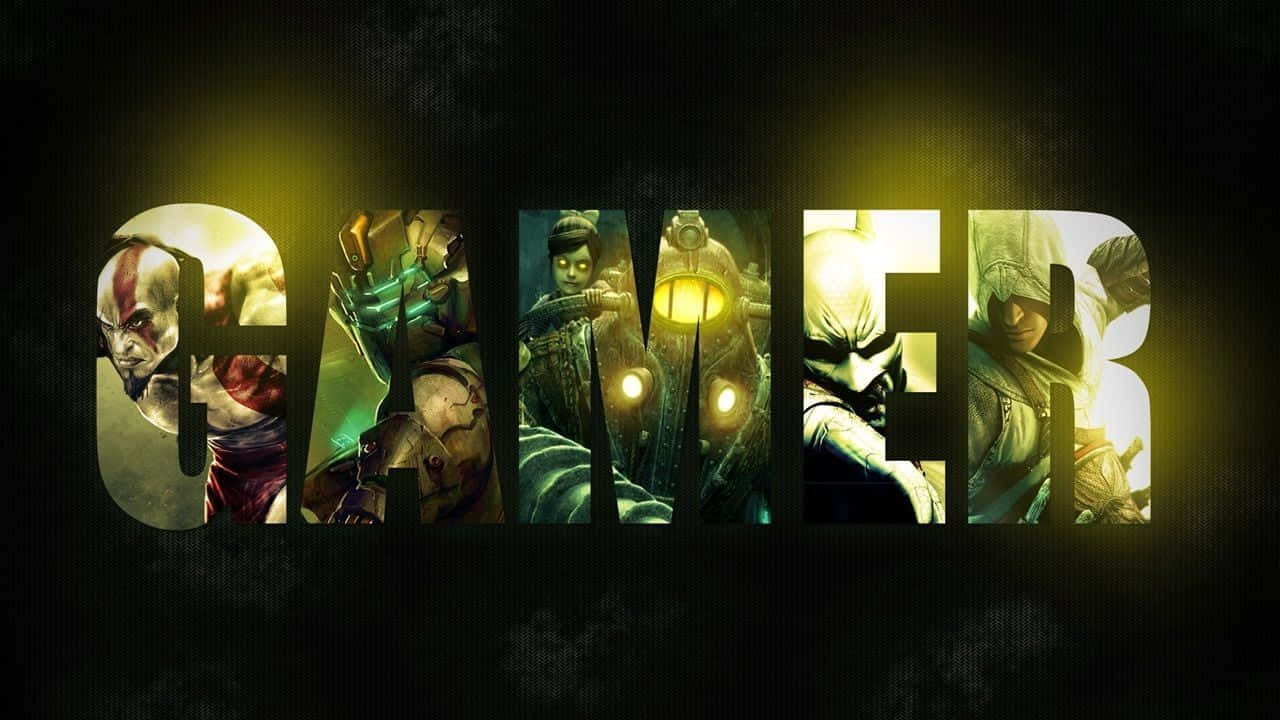A Group Of Characters With The Word Gamer In The Background Background