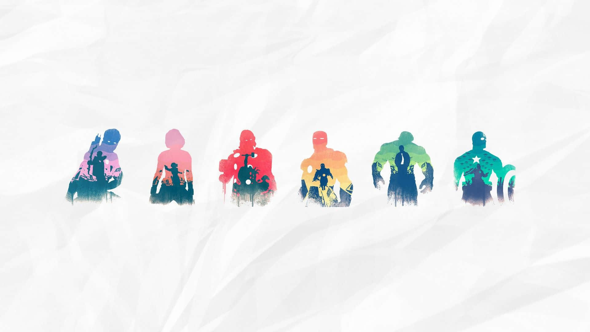 A Group Of Colorful Characters Standing In A Row Background