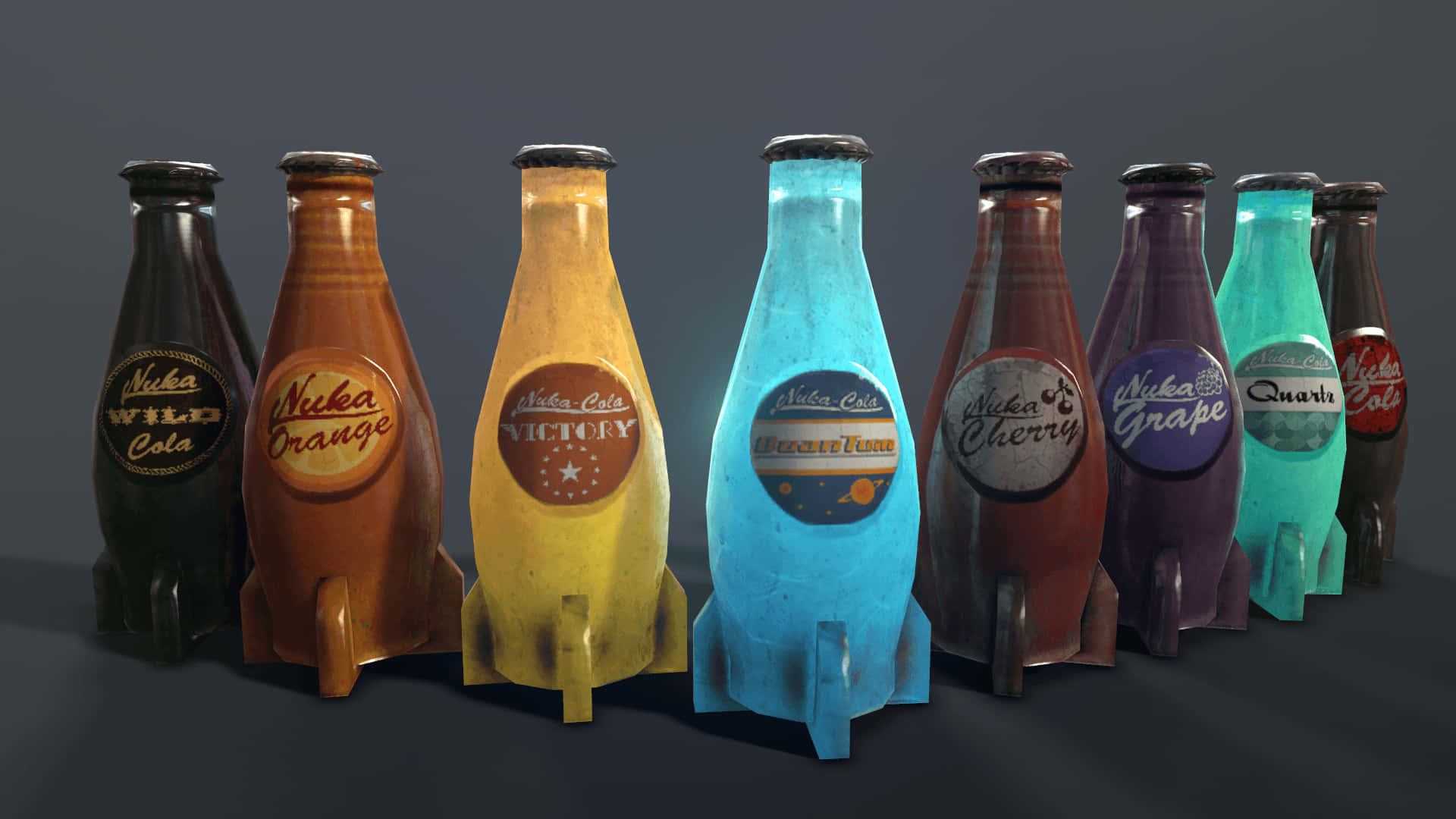 A Group Of Different Colored Soda Bottles Are Lined Up Background