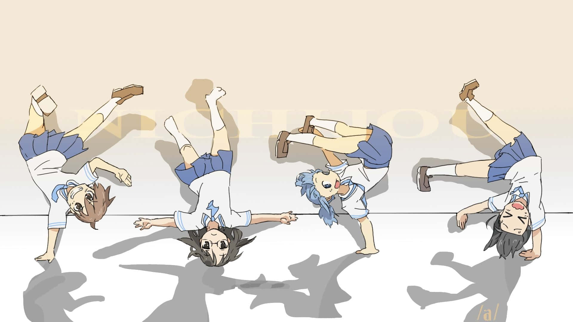 A Group Of Girls Doing Flips In The Air