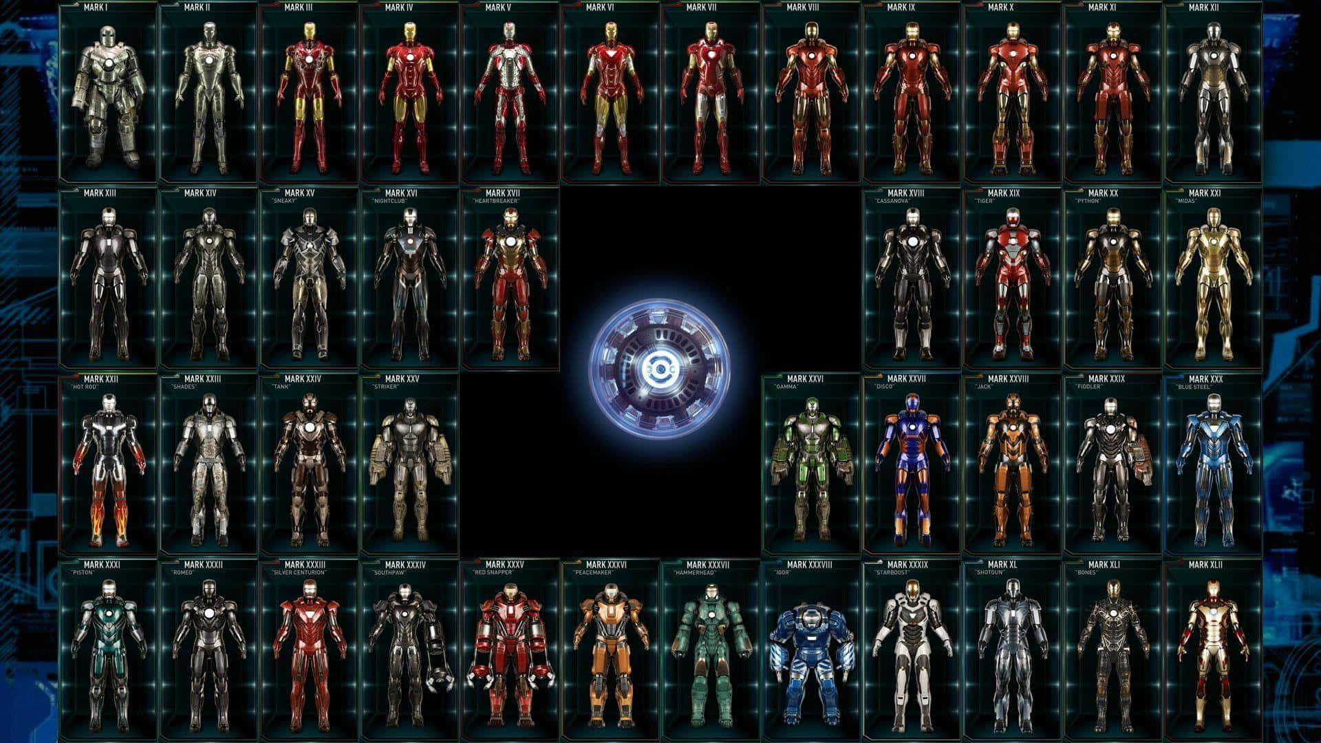 A Group Of Iron Man Characters In A Square