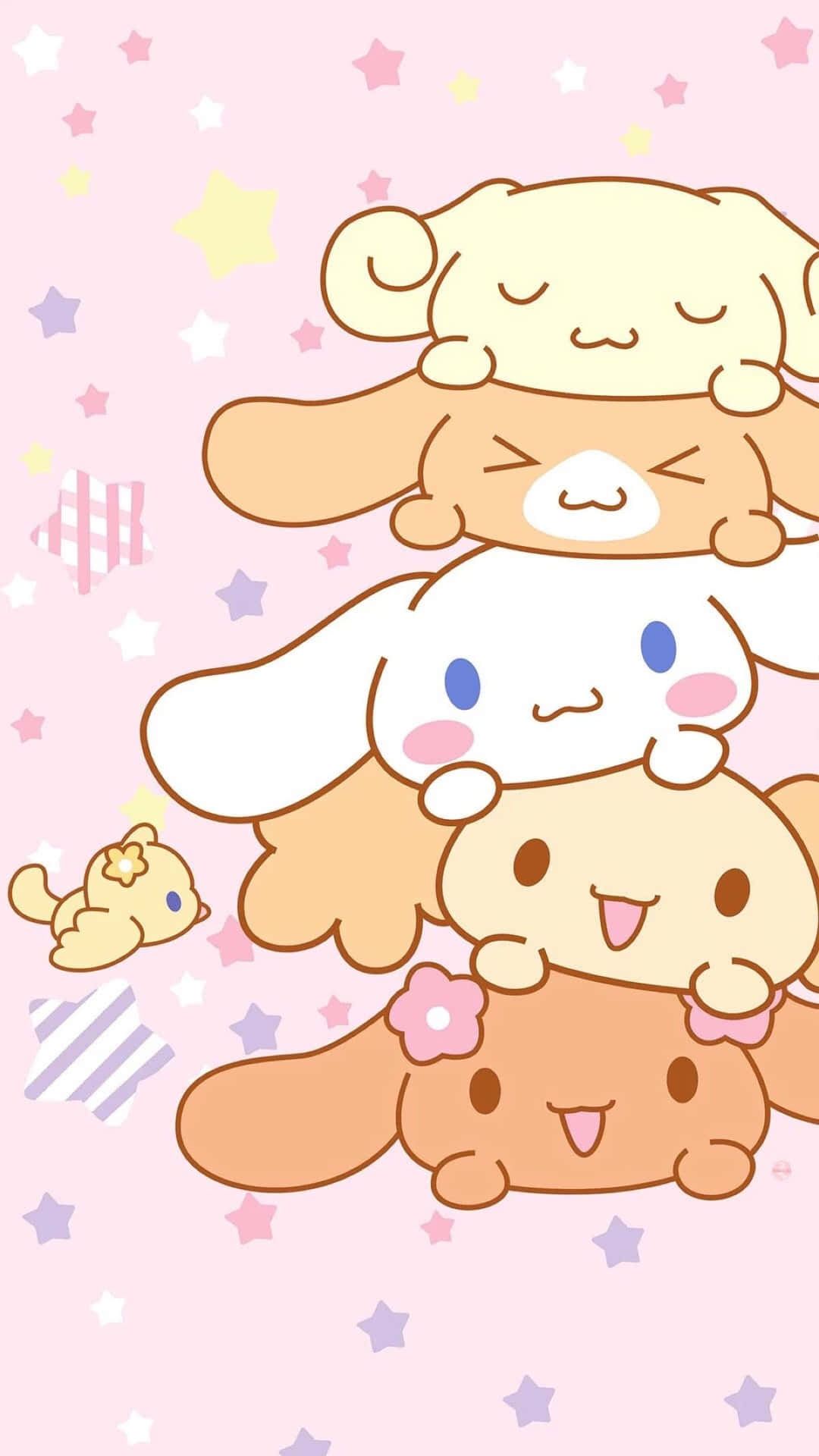 A Group Of Kawaii Animals On A Pink Background Background