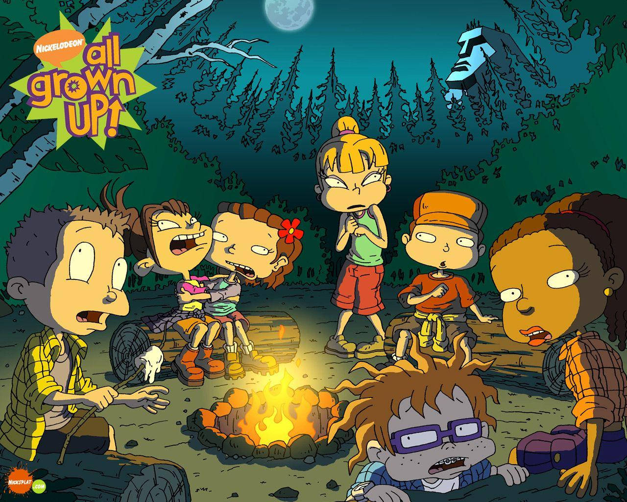 A Group Of Kids Are Sitting Around A Campfire Background