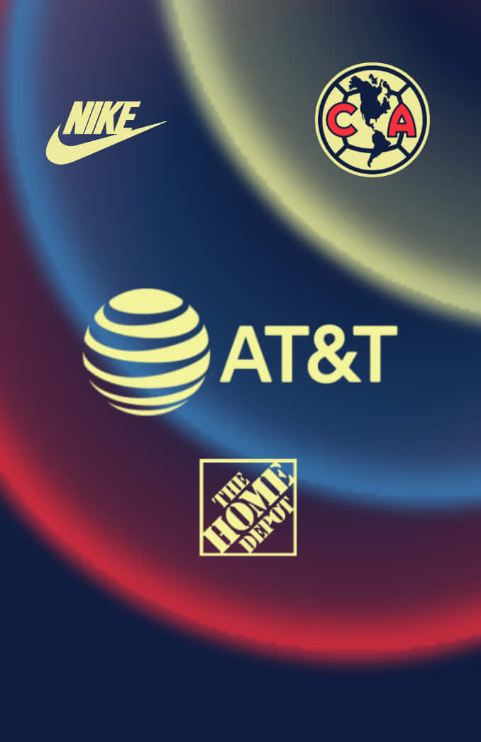 A Group Of Logos With The Words At & T And Nike Background