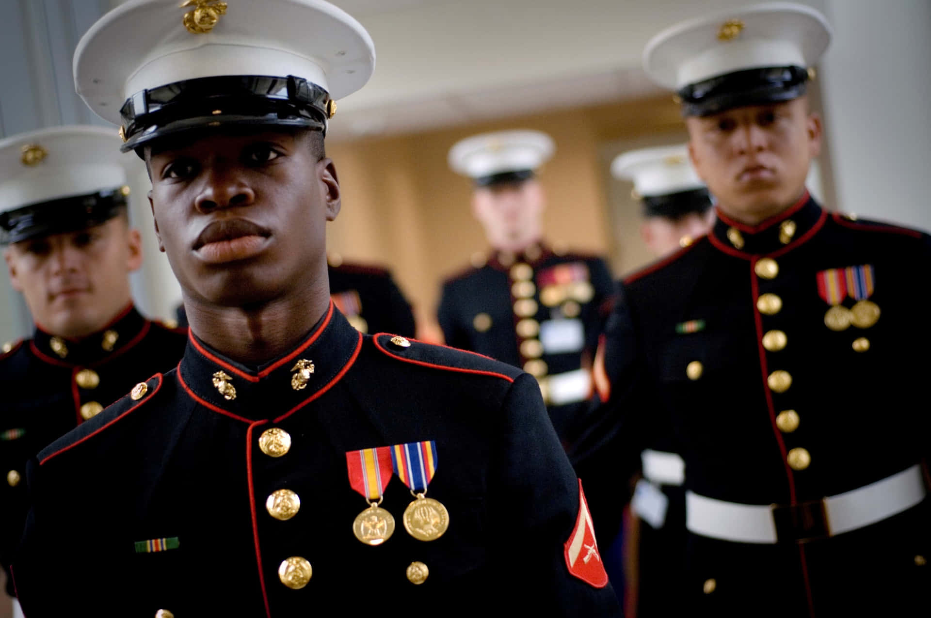 A Group Of Marines In Uniform Background