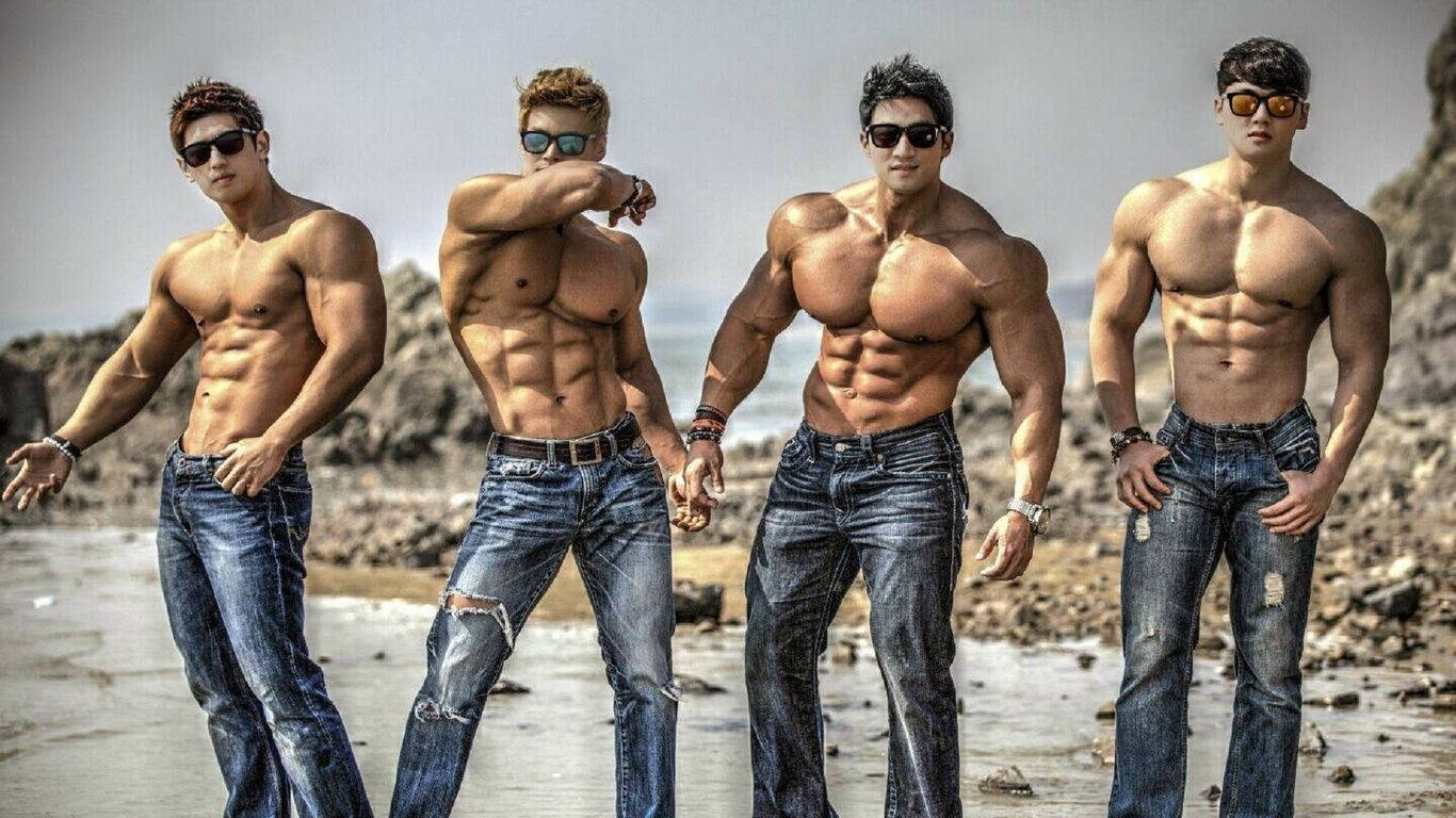 A Group Of Muscle Man Background