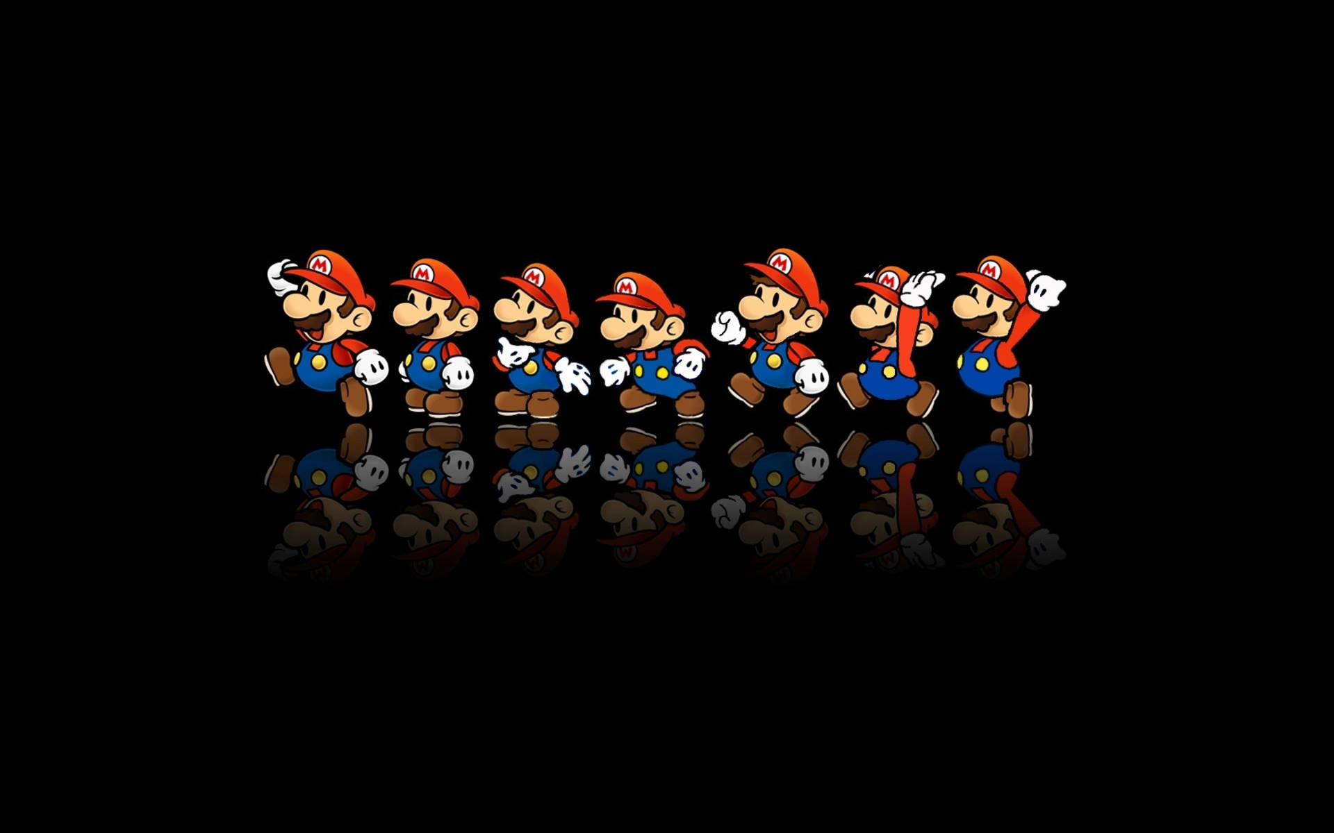 A Group Of Nintendo Mario Characters Standing In A Row Background