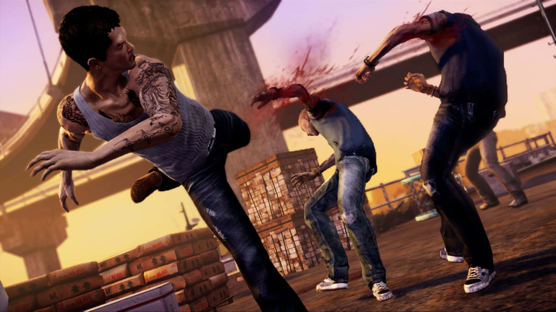 A Group Of People Are Fighting In A Video Game Background