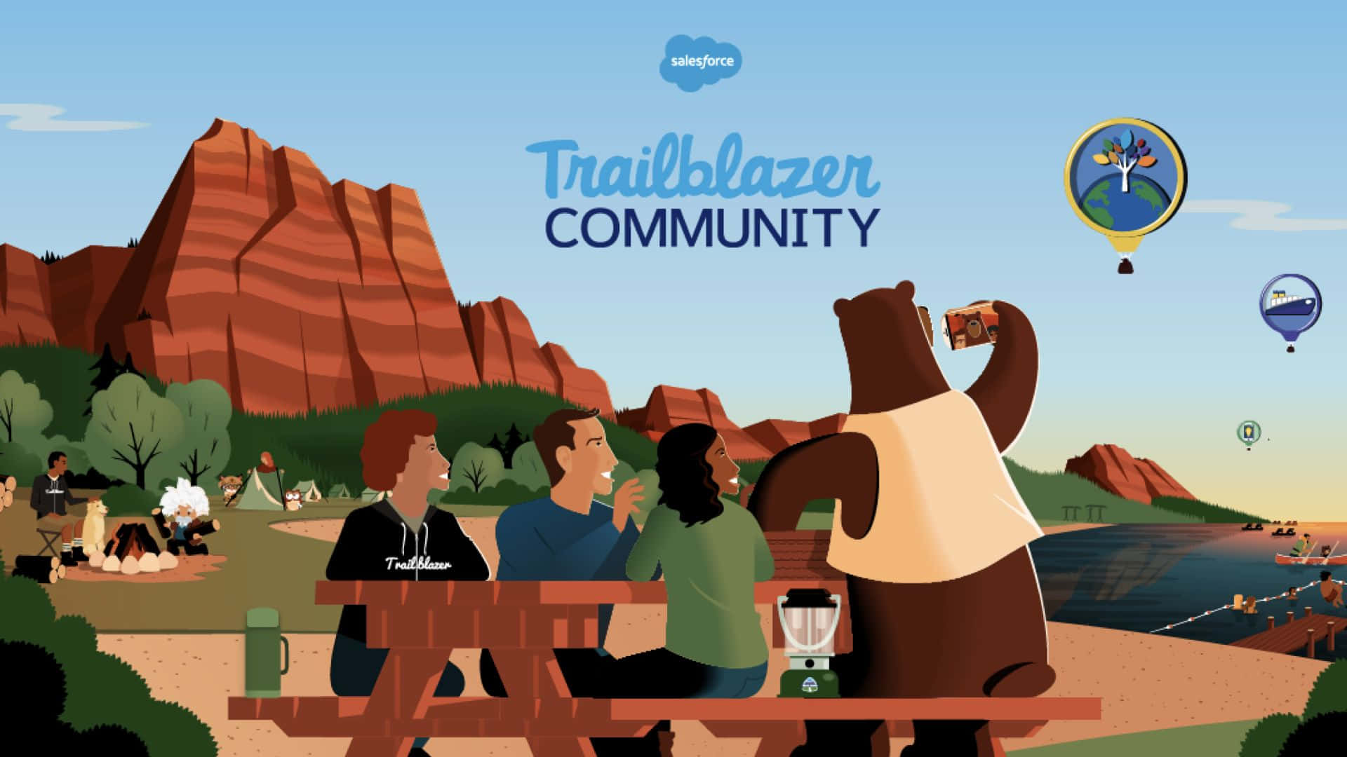 A Group Of People Are Sitting At A Picnic Table With The Words Twilight Community Background