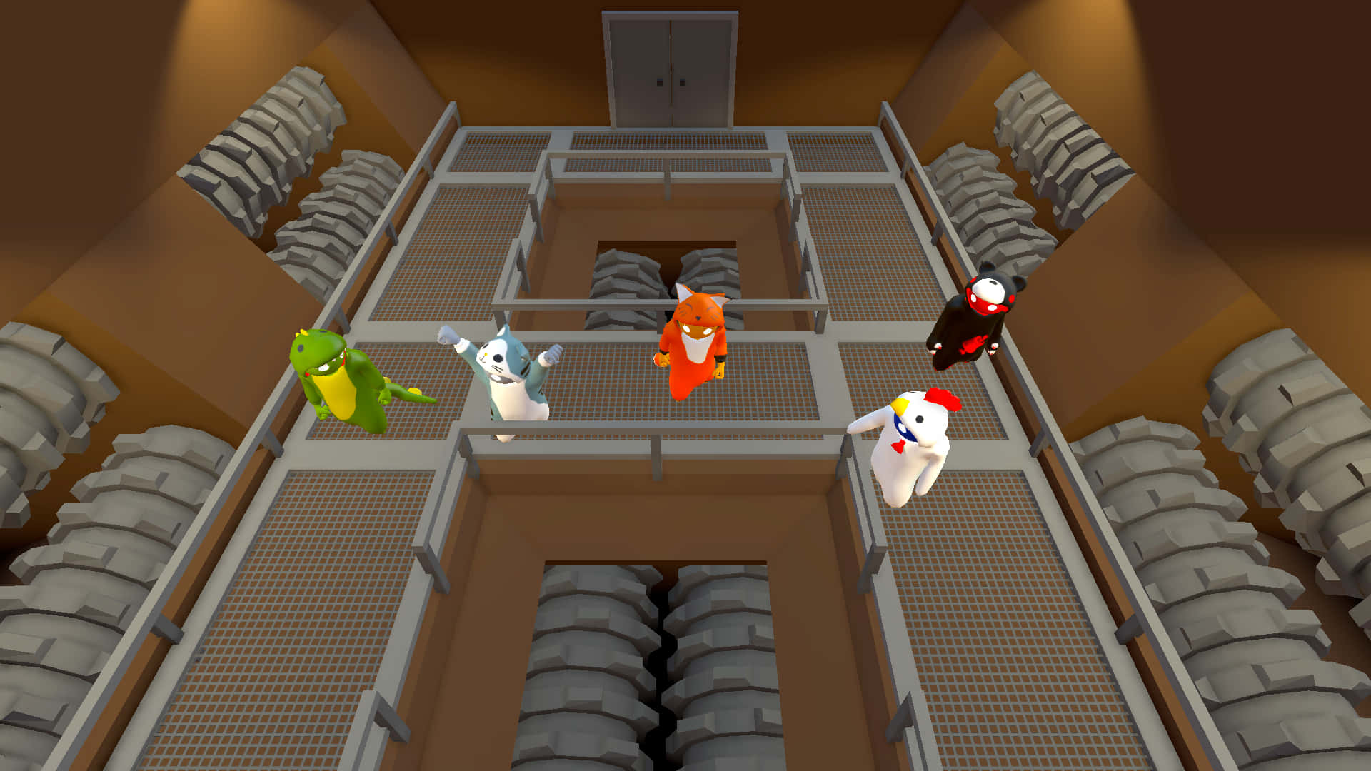 A Group Of People Are Walking Down A Hallway Background