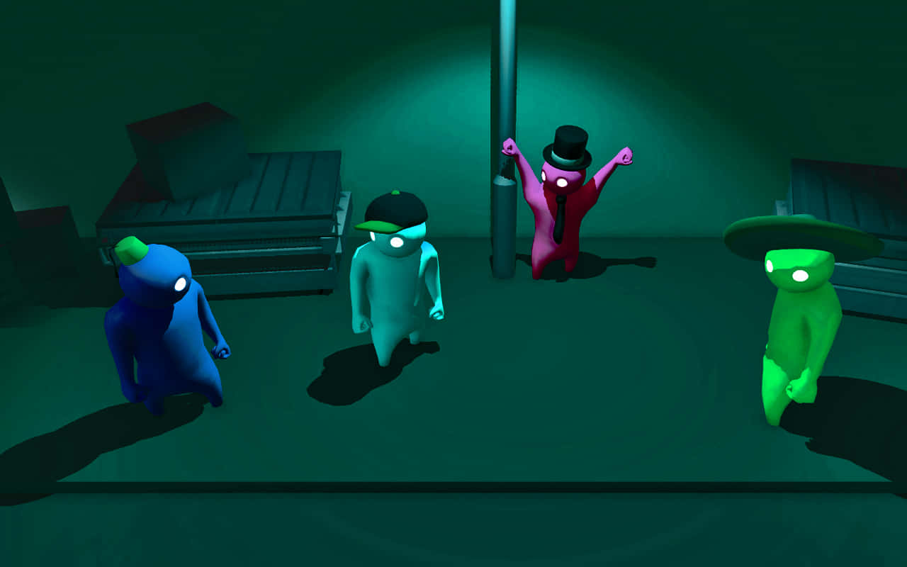 A Group Of People In A Dark Room Background