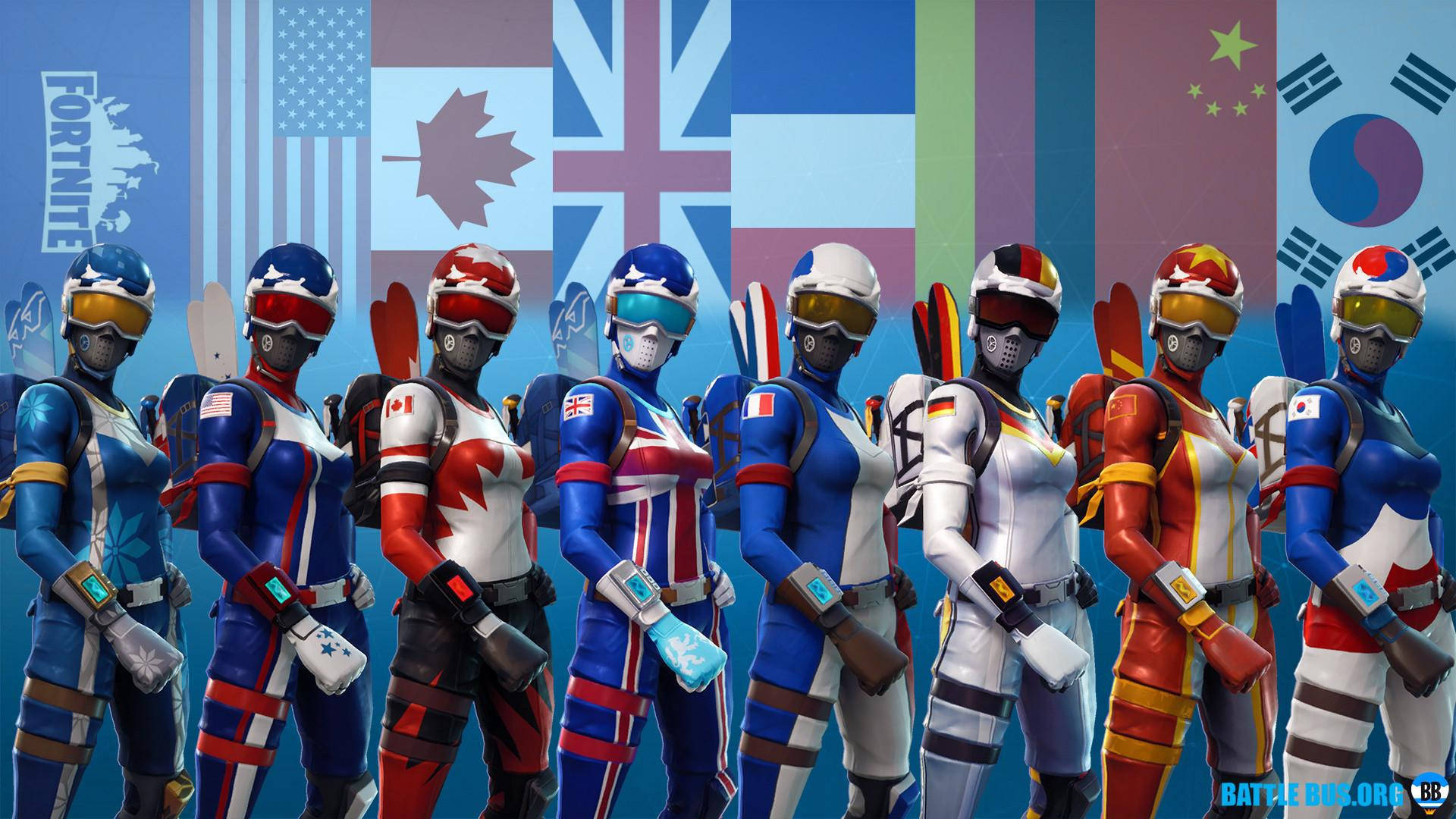 A Group Of People In Uniforms Standing In Front Of Flags