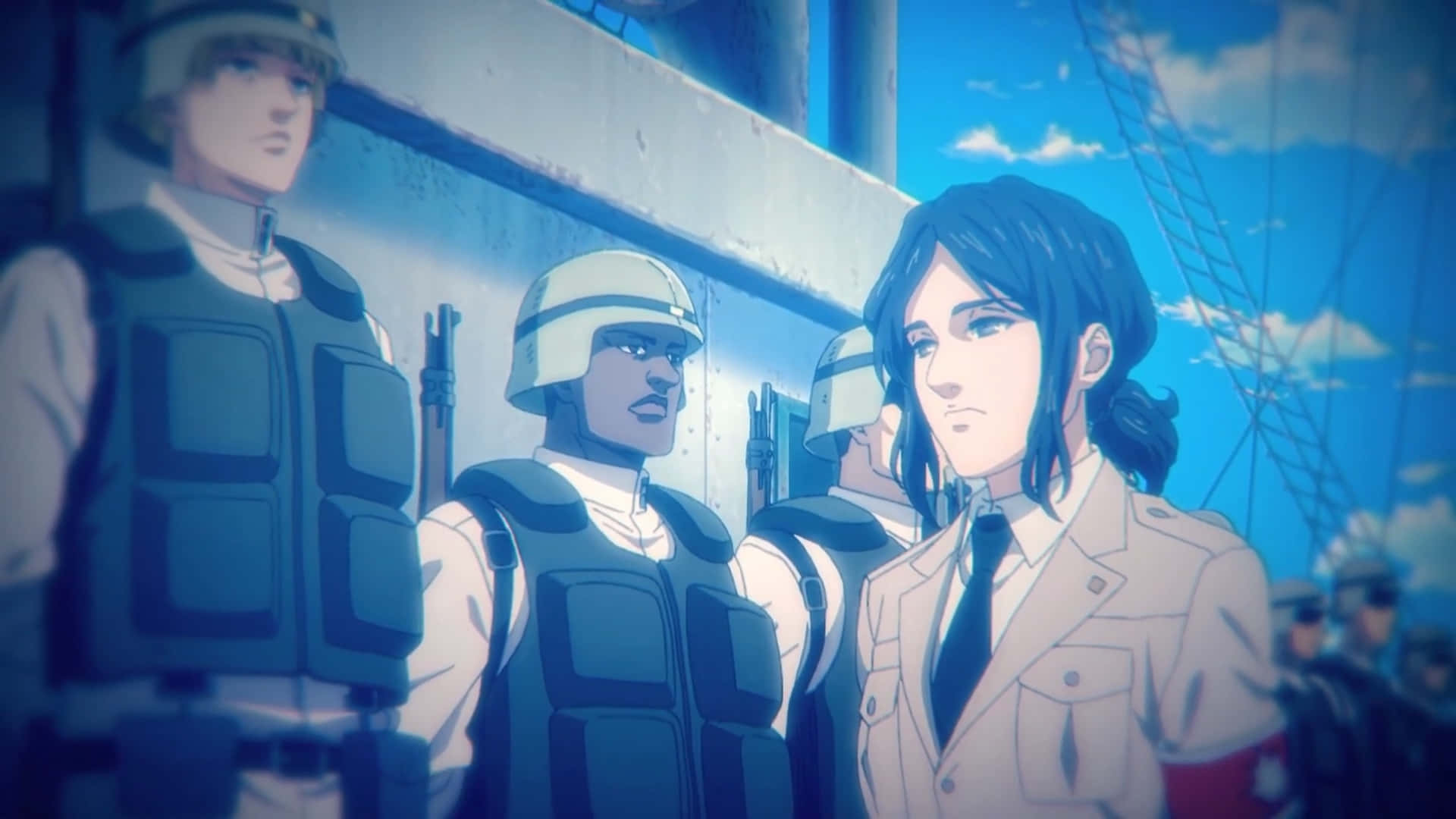 A Group Of People In Uniforms Standing Next To Each Other Background