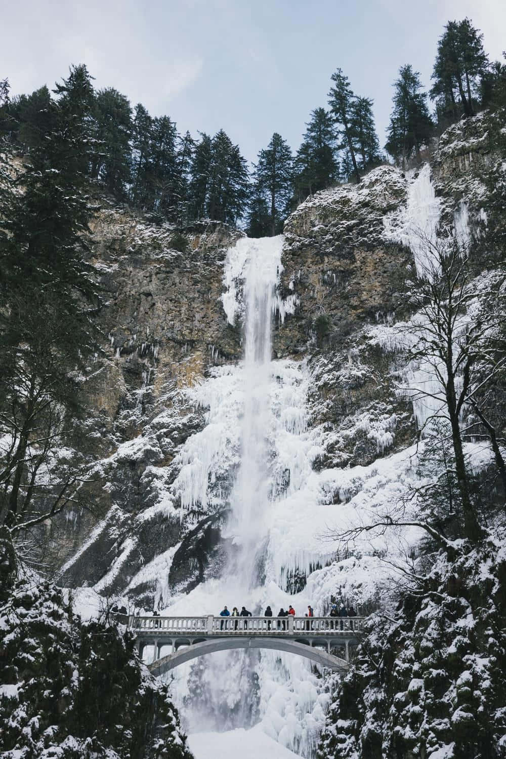 A Group Of People Standing Near A Waterfall