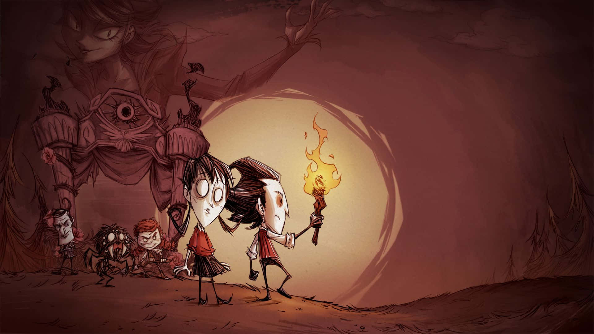 A Group Of People Walking Through A Dark Tunnel Background