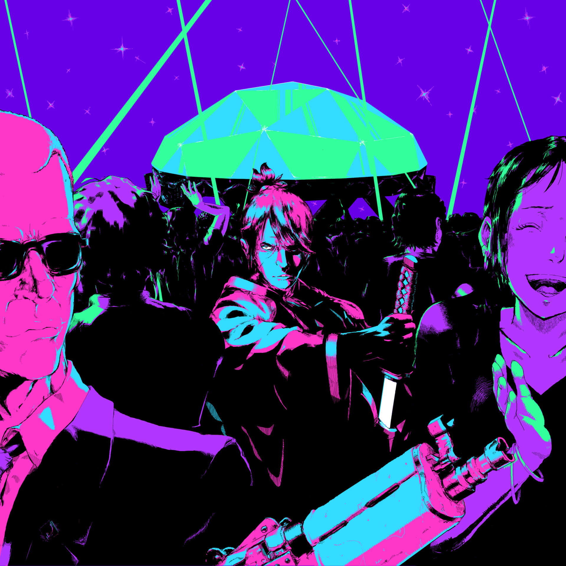A Group Of People With Guns And Sunglasses