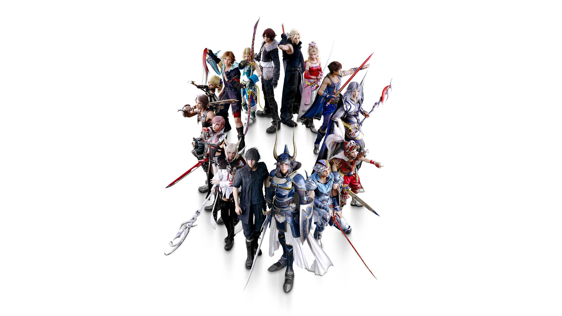 A Group Of People With Swords In Front Of A White Background Background