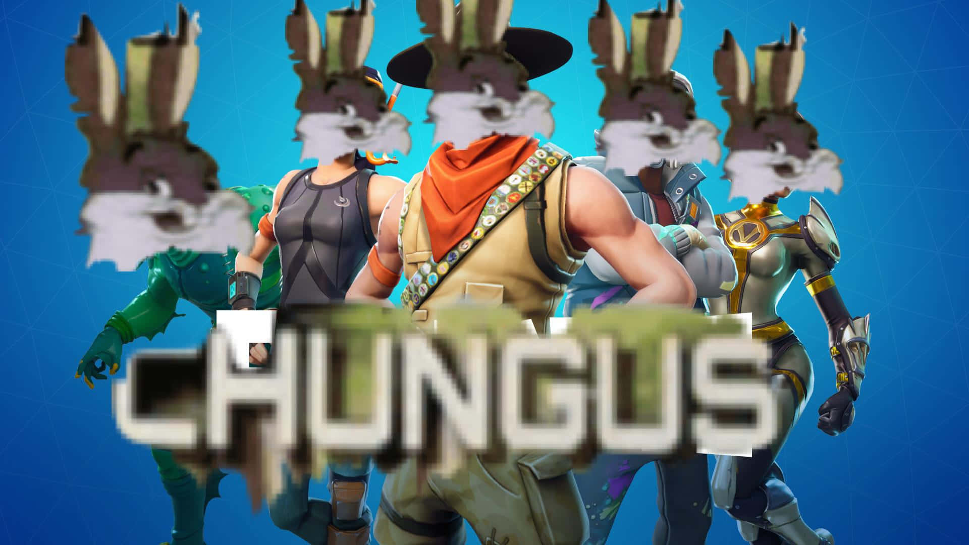 A Group Of People With The Word Chuggus Background