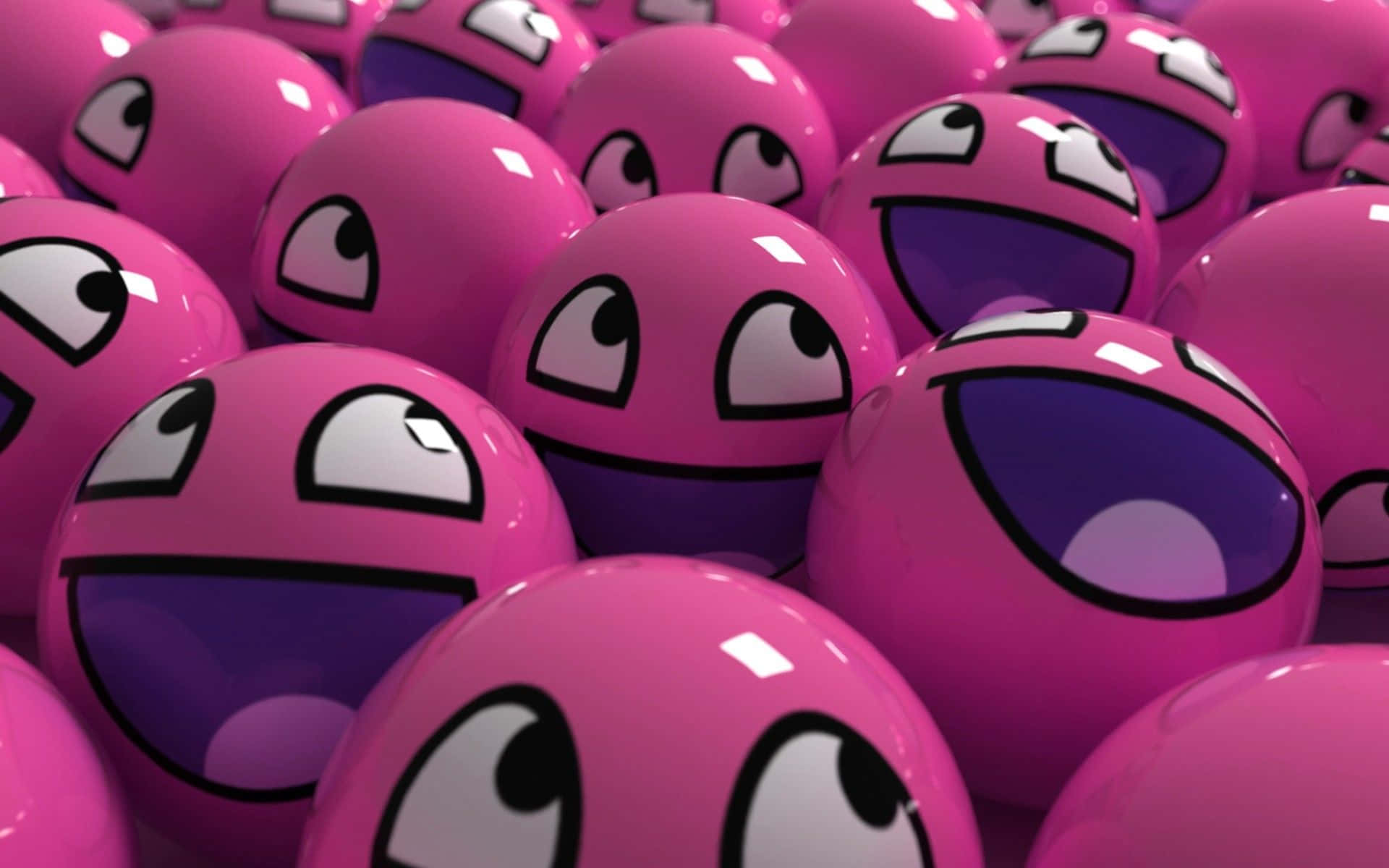 A Group Of Pink Eggs With Faces On Them