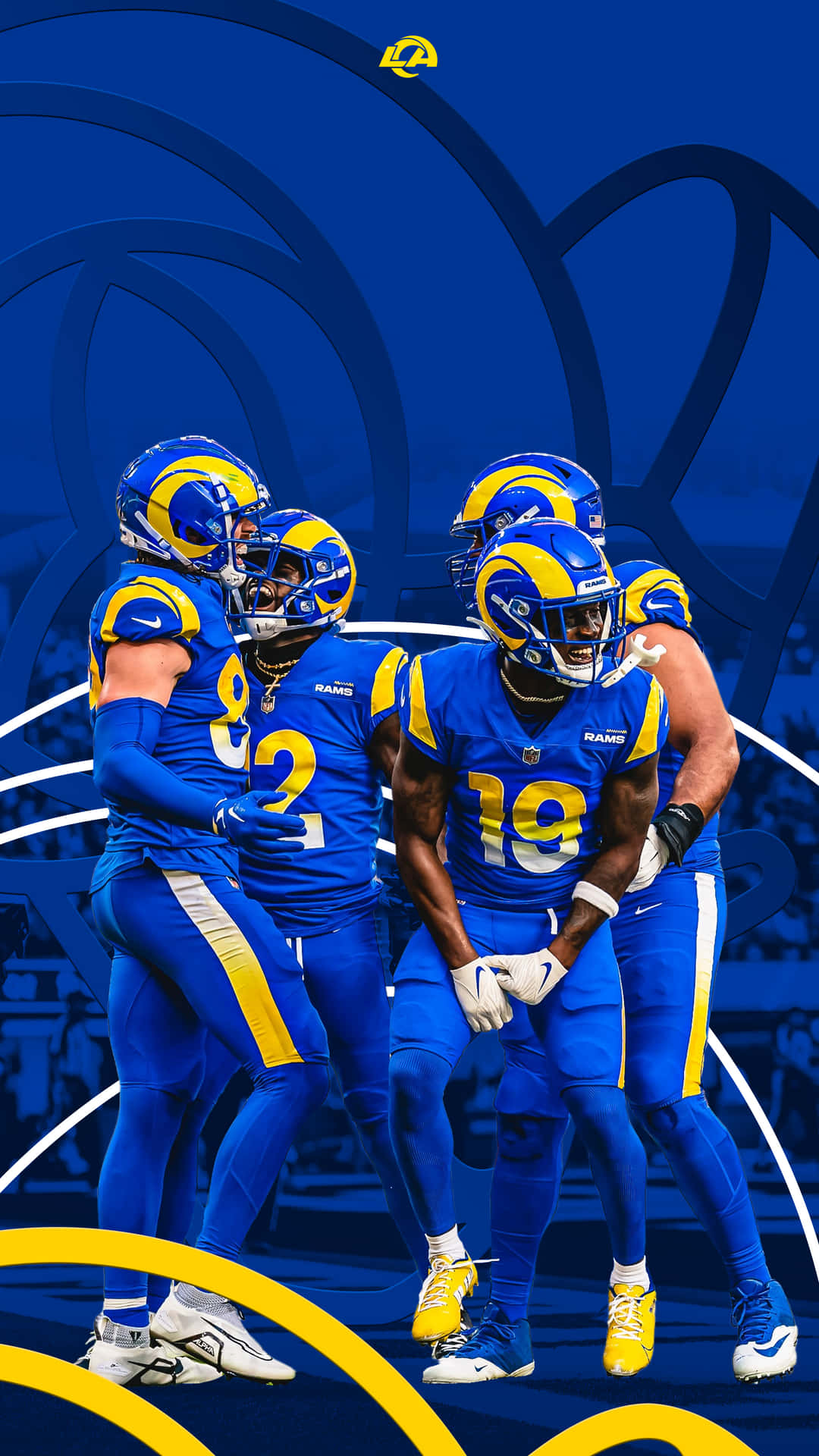 A Group Of Rams Players In Blue And Yellow