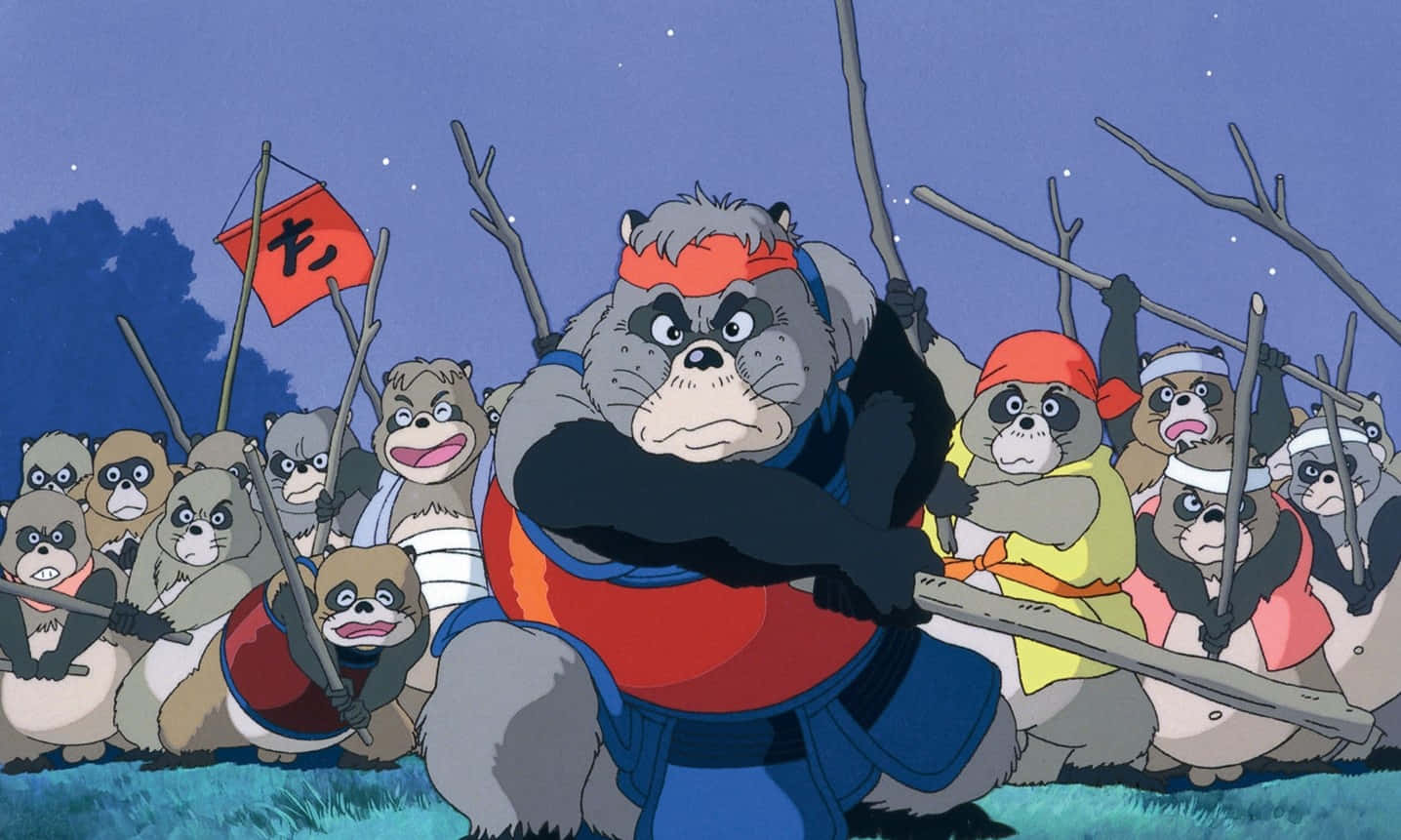 A Group Of Shape-shifting Tanuki From The Enchanting World Of Pom Poko Background