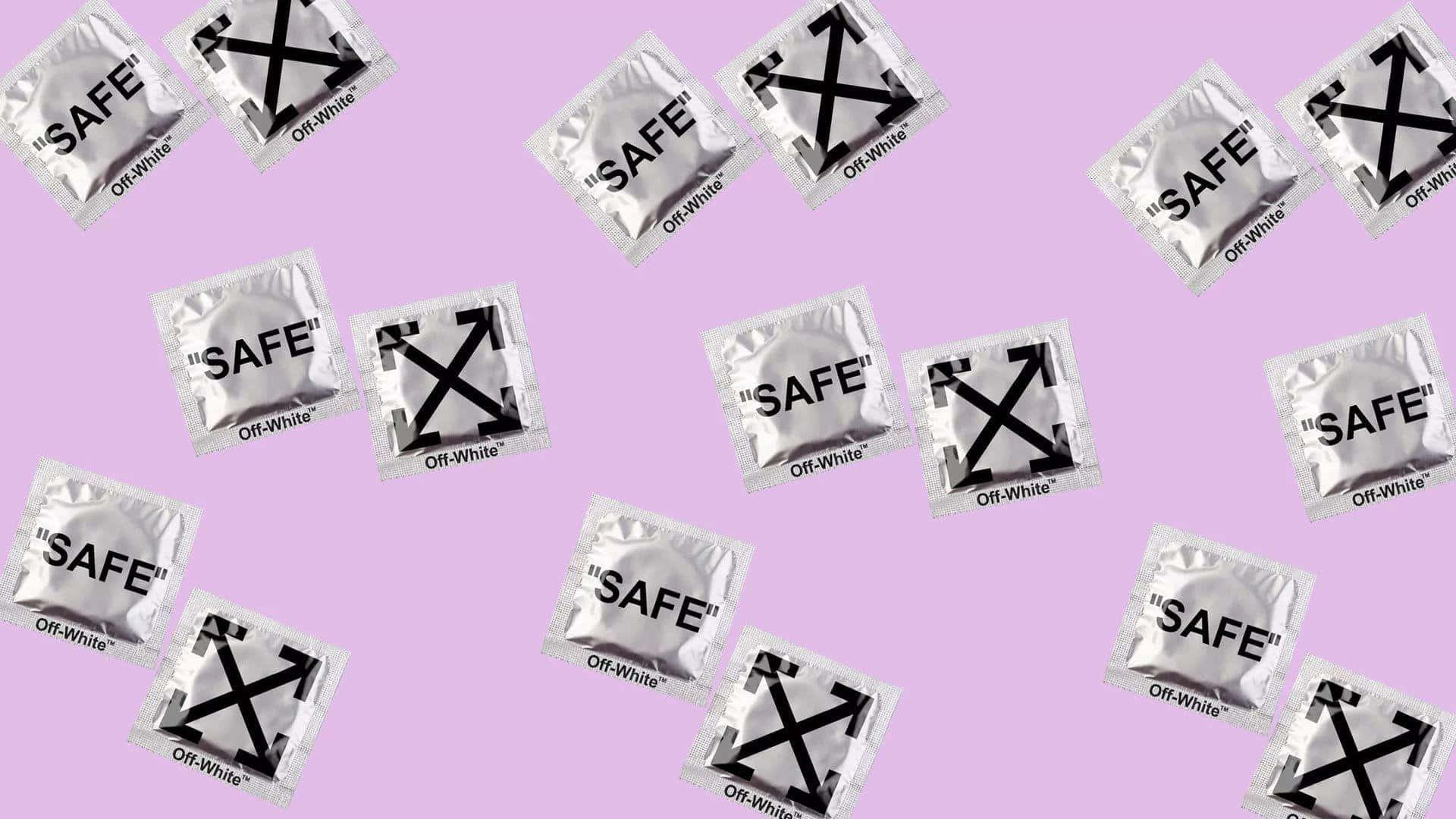 A Group Of Small Plastic Bags With The Word Safe On Them Background