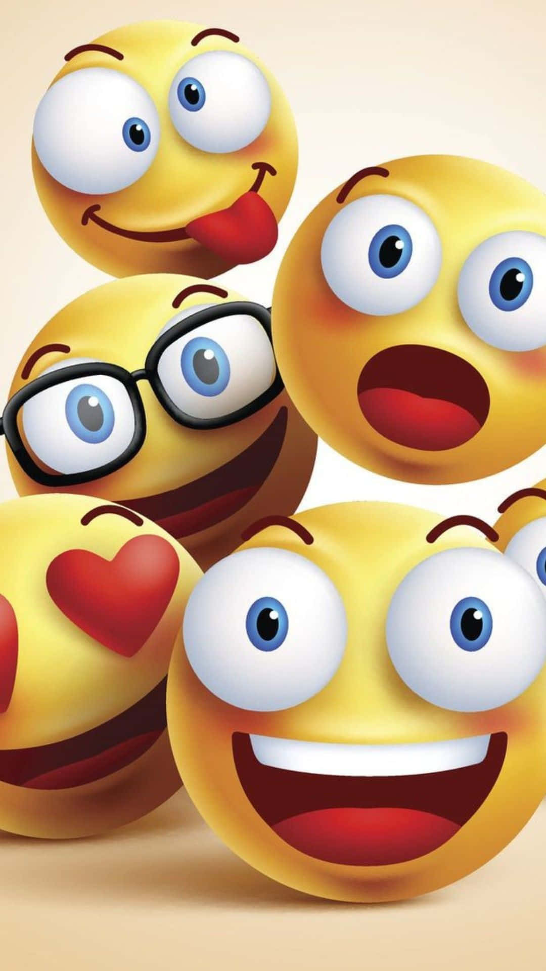 A Group Of Smiling Emoticions With Different Faces Background