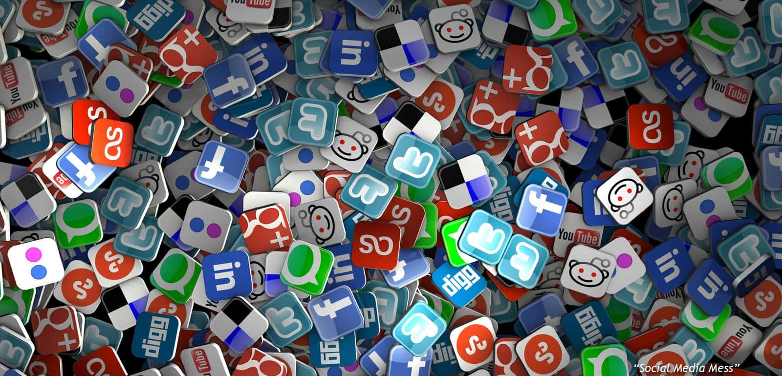 A Group Of Social Media Icons In A Dark Background Background