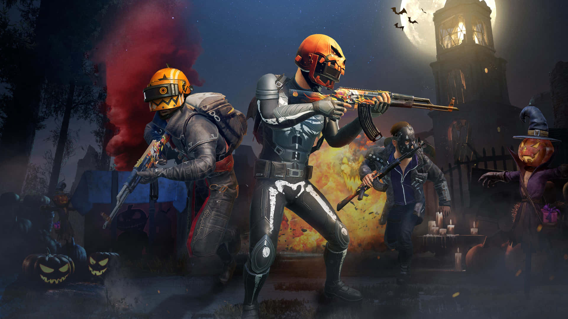 A Group Of Soldiers In A Halloween Costume Background