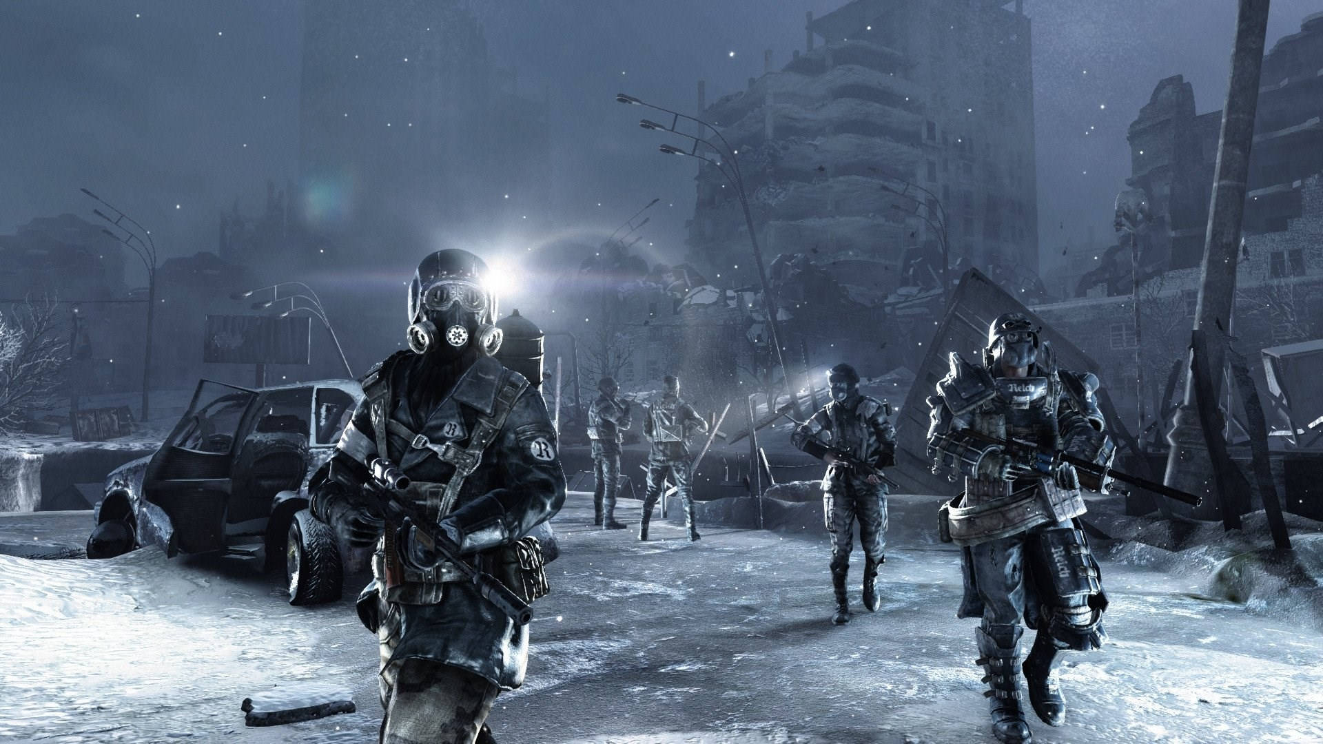 A Group Of Soldiers Walking In The Snow Background