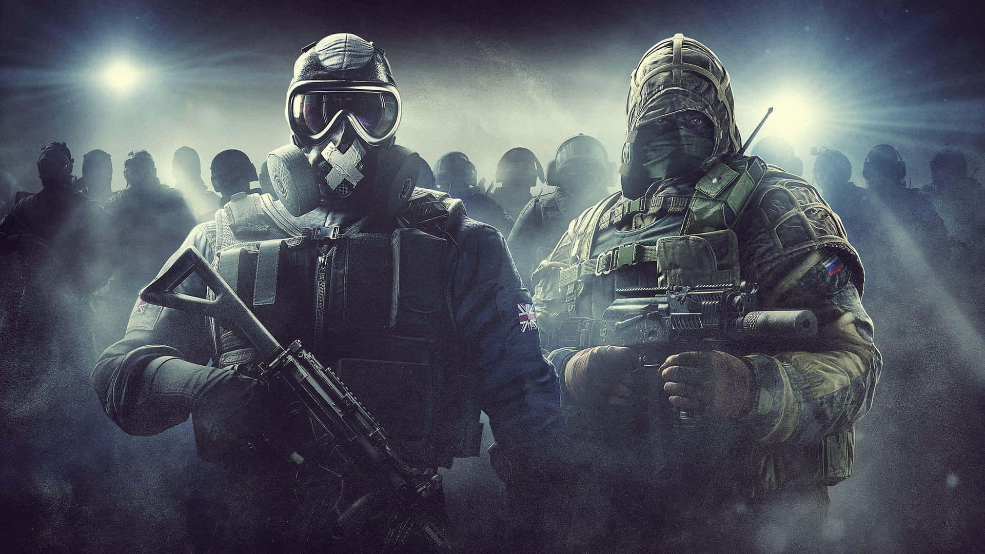 A Group Of Soldiers With Guns And Helmets Background