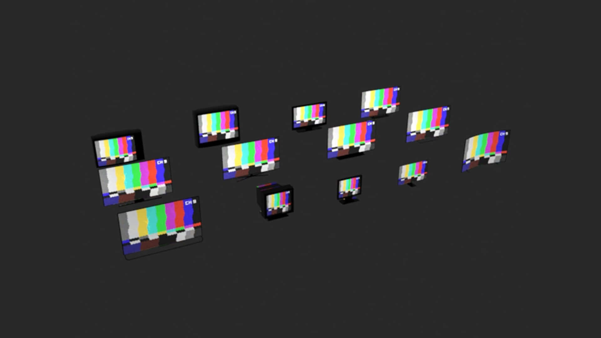 A Group Of Television Screens On A Black Background Background